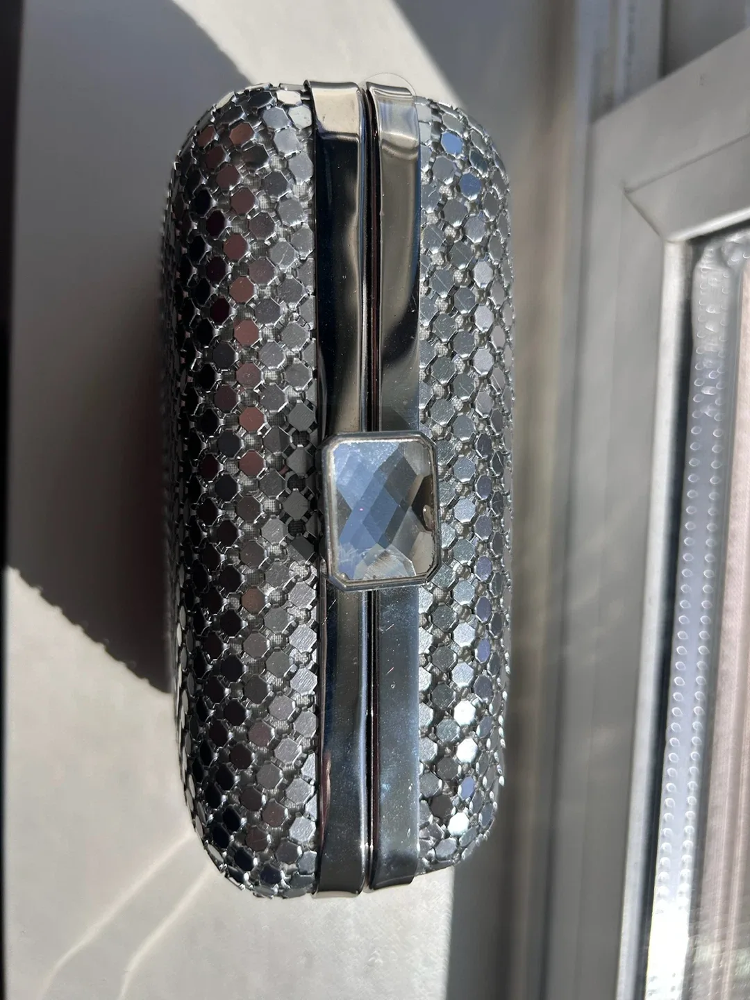 Silver Evening Clutch with Chain Strap image indicator(3)