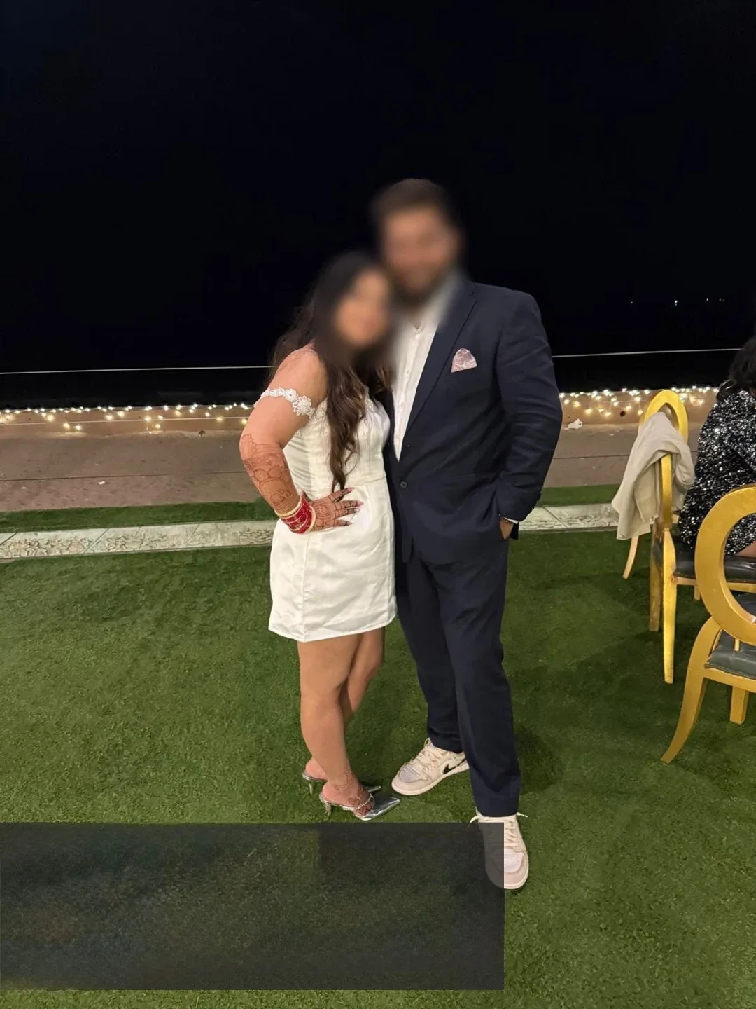 Elegant White Off-Shoulder Gown with Slit image indicator(3)