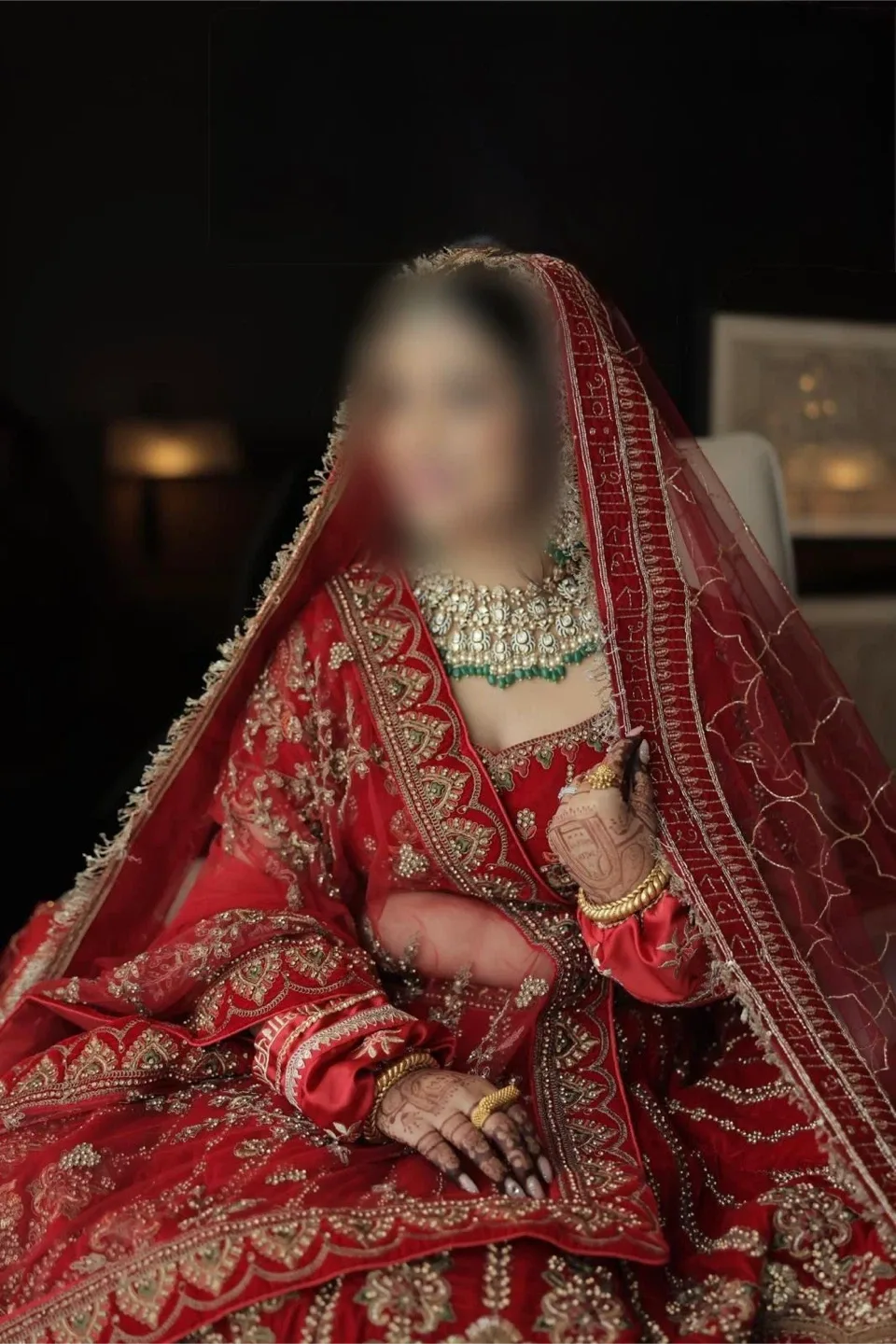 Bridal Red Wedding Lehenga with Double Dupatta image indicator(2)