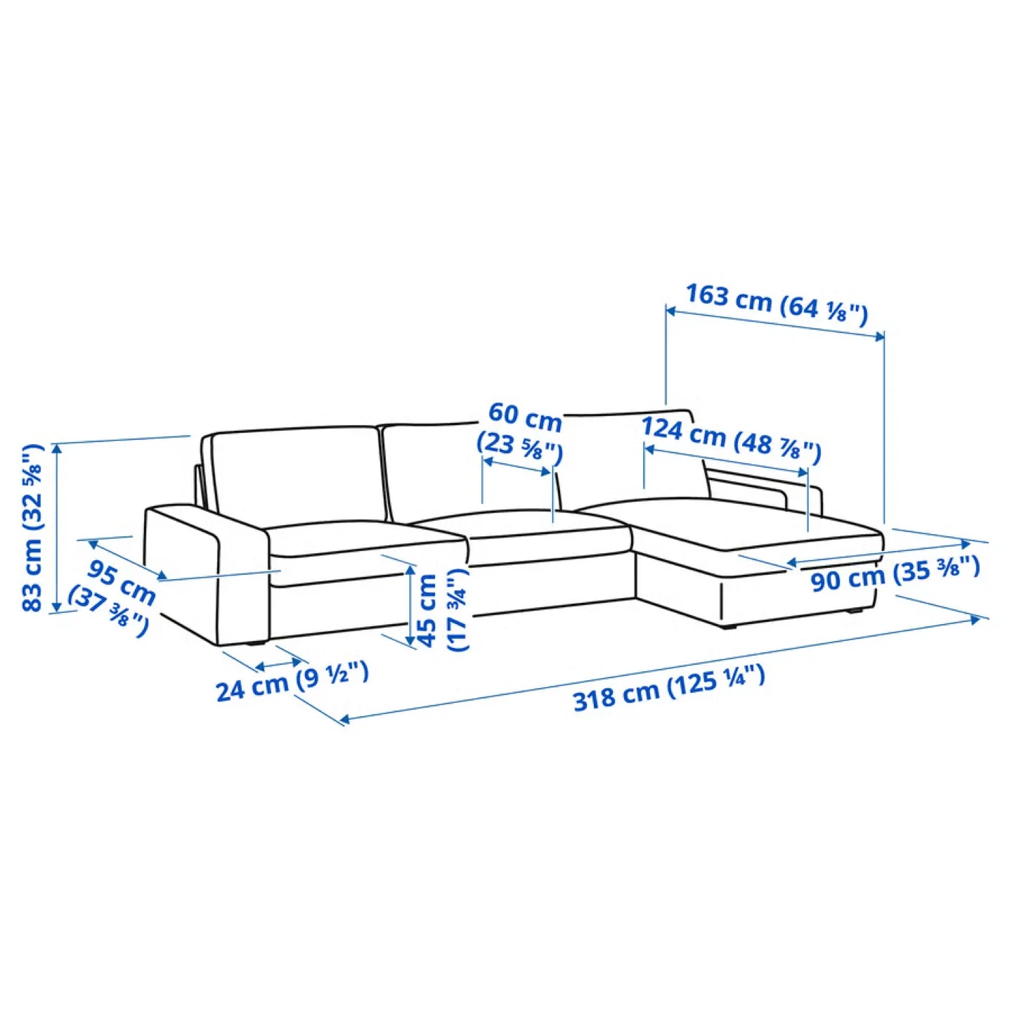 IKEA Kivik Charcoal Sectional Sofa with Chaise image indicator(6)