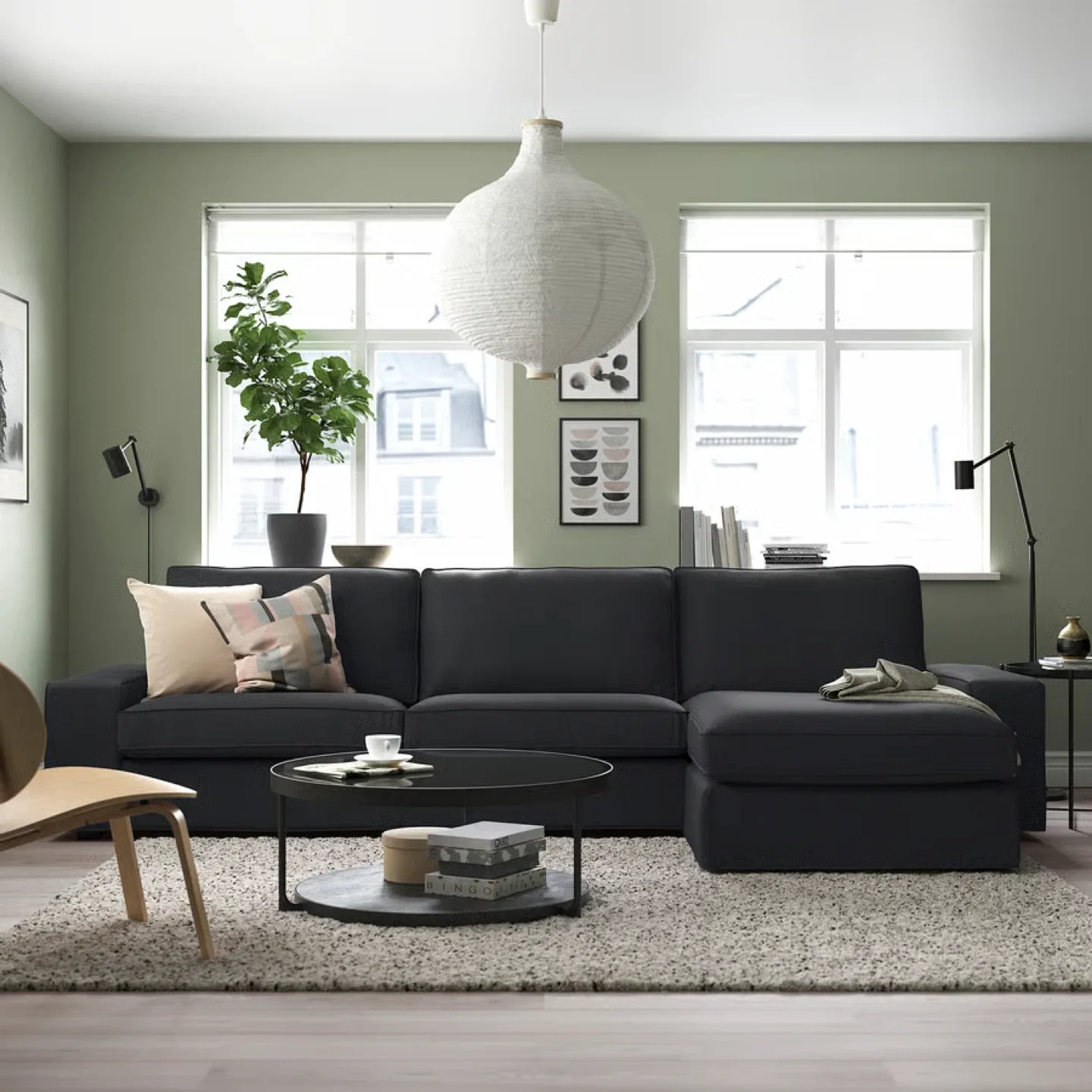 IKEA Kivik Charcoal Sectional Sofa with Chaise image indicator(2)