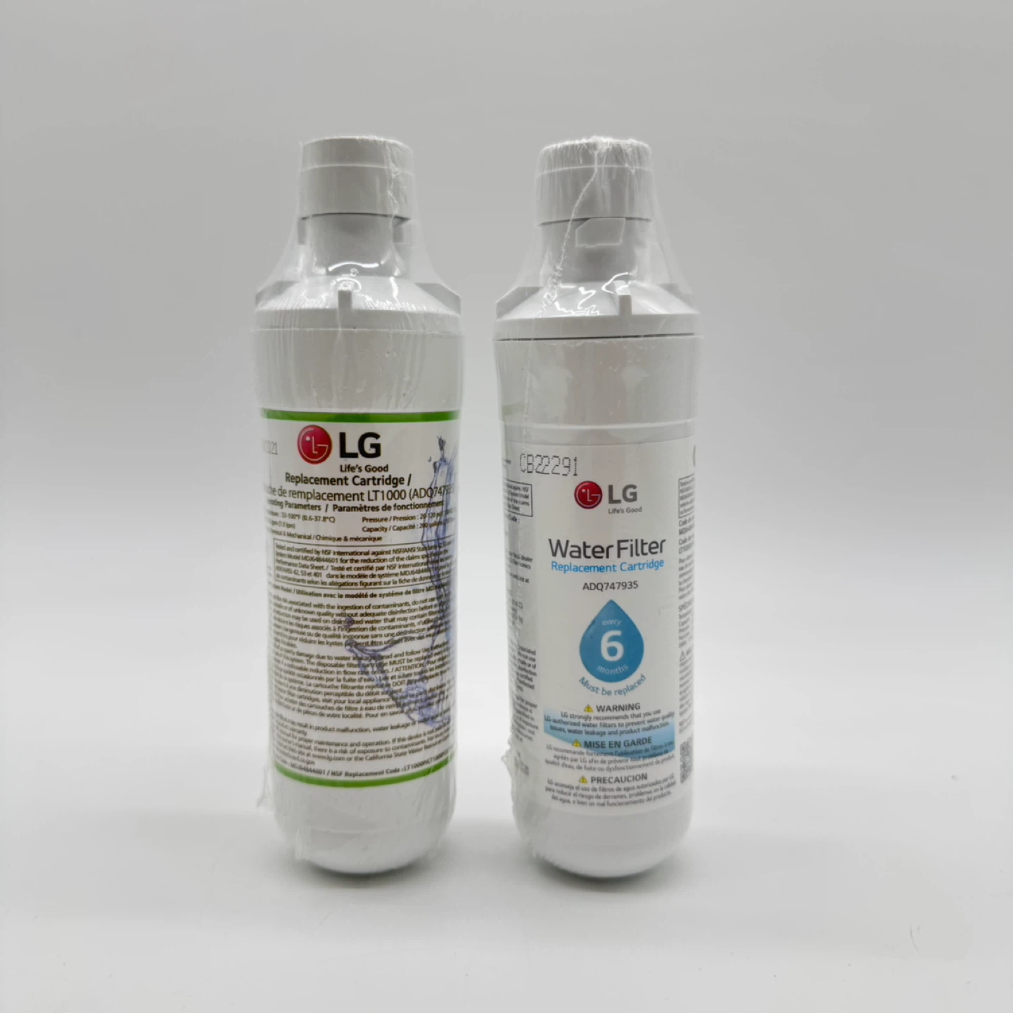2 LG LT1000P Genuine Water Filter Cartridge ADQ747935,