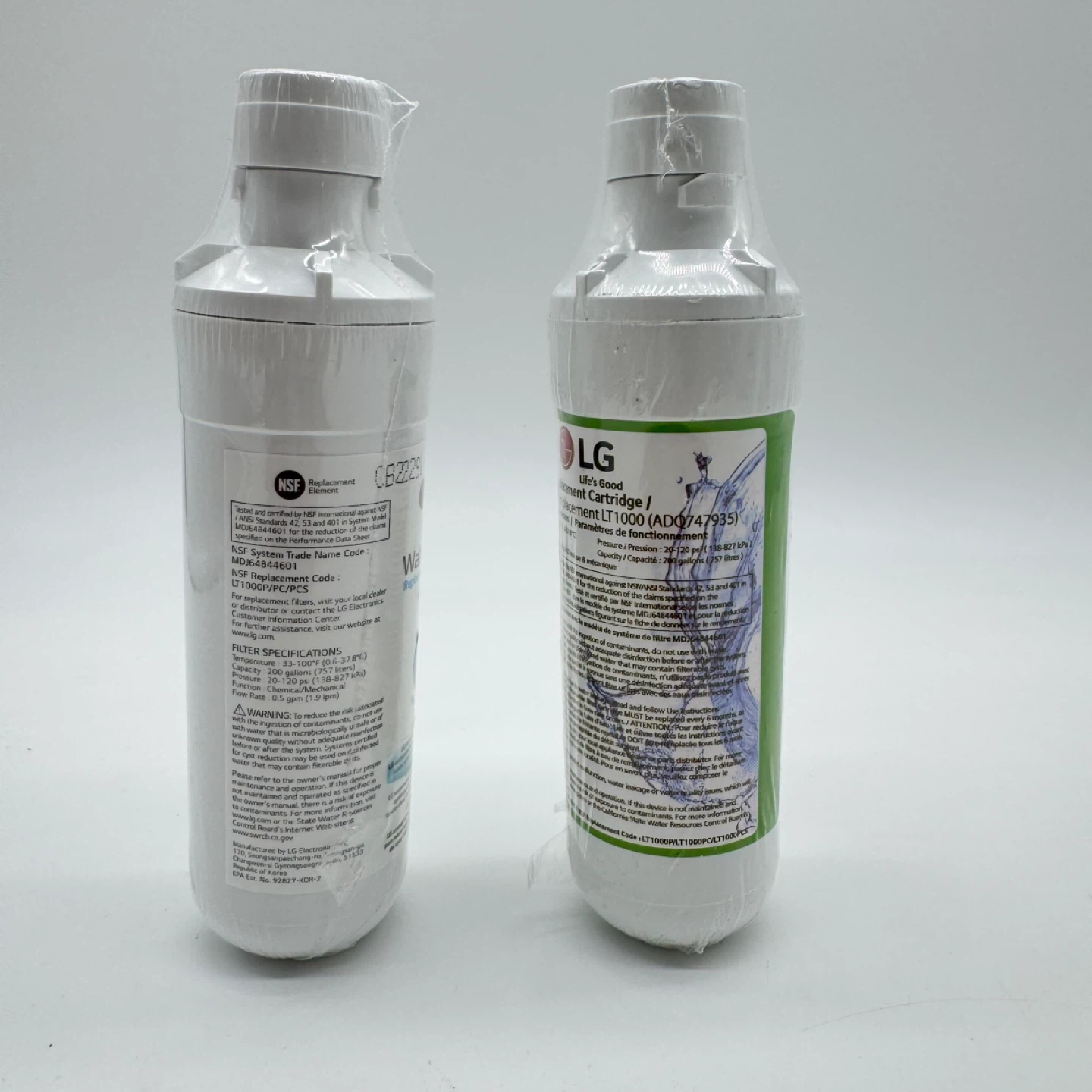 2 LG LT1000P Genuine Water Filter Cartridge ADQ747935, - photo 2
