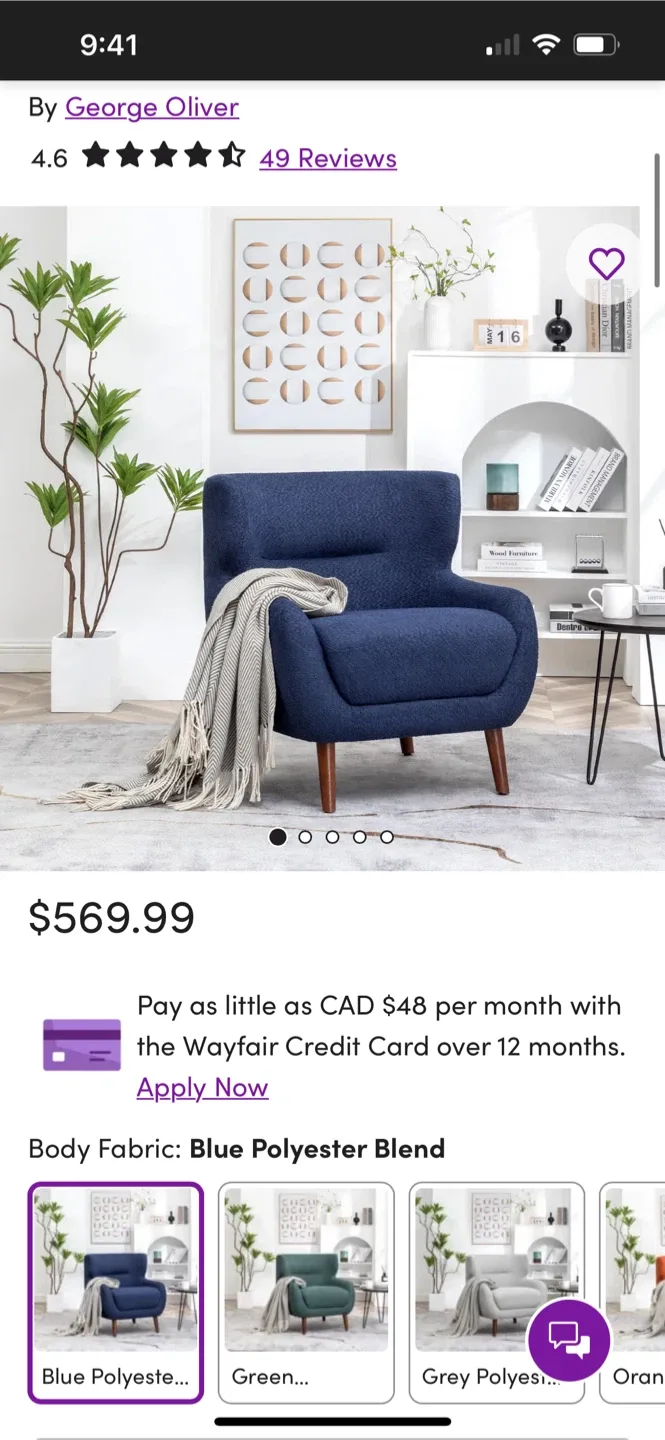 Blue Accent Chair thumbnail
