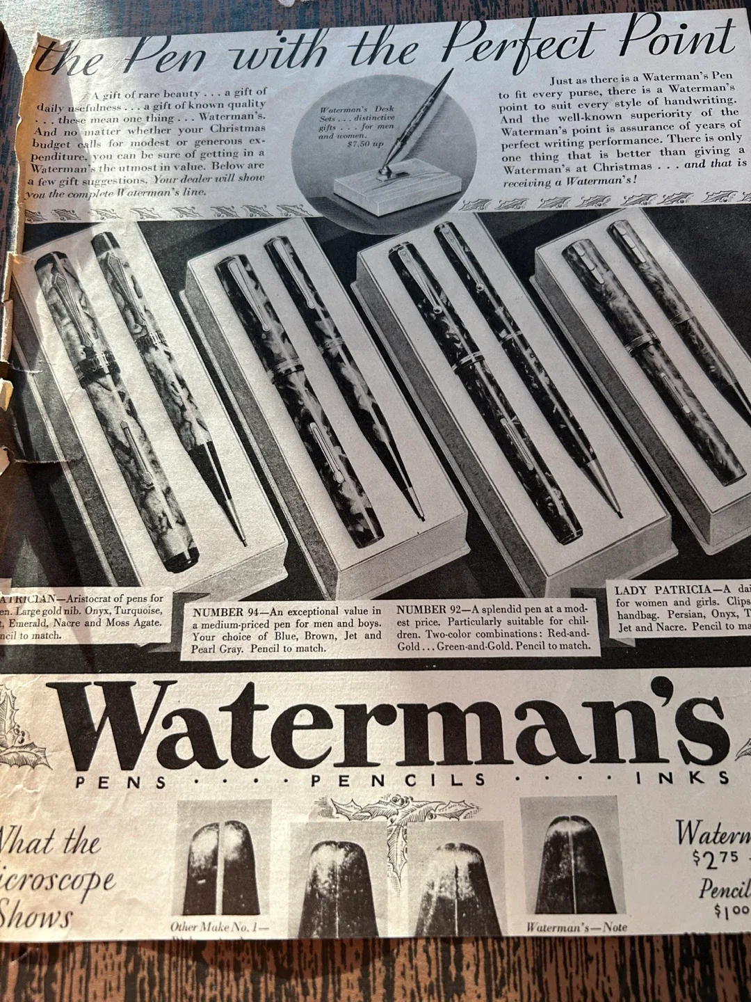 Vintage 1932 WATERMAN'S Fountain Pen Lady Patricia ad art image indicator(4)