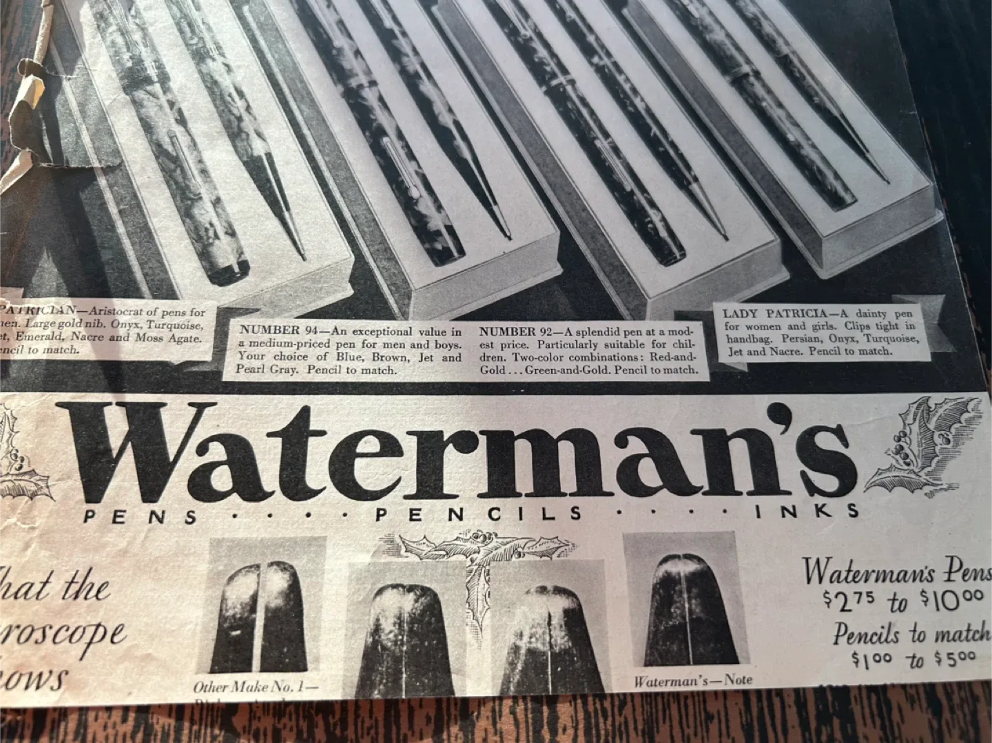 Vintage 1932 WATERMAN'S Fountain Pen Lady Patricia ad art image indicator(5)