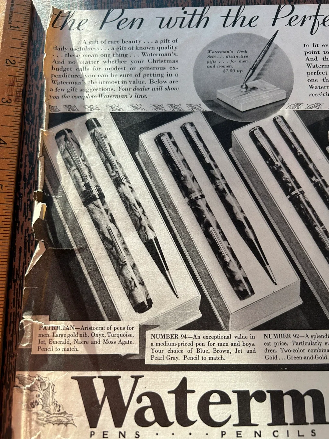 Vintage 1932 WATERMAN'S Fountain Pen Lady Patricia ad art image indicator(3)