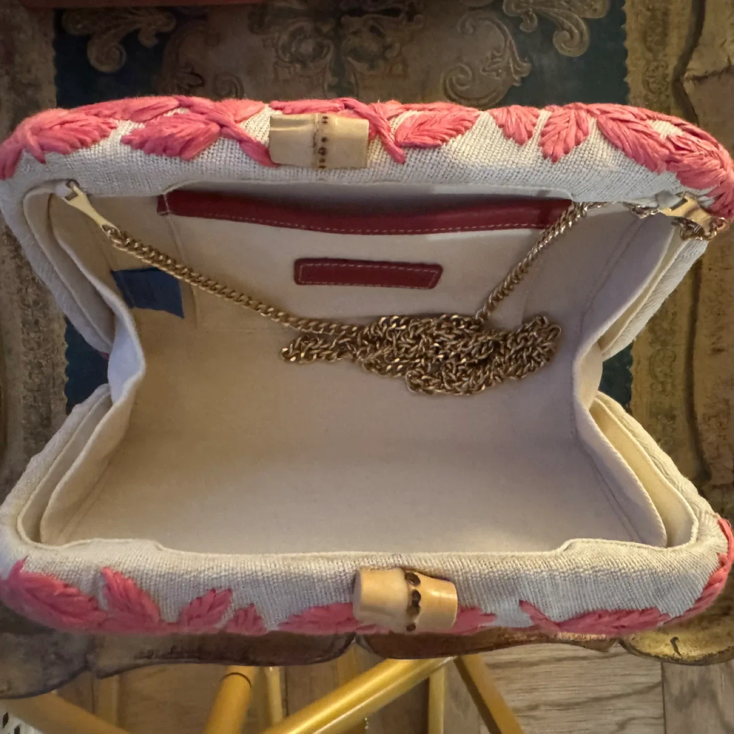 J. McLaughlin Pink Embroidered Clutch image indicator(5)