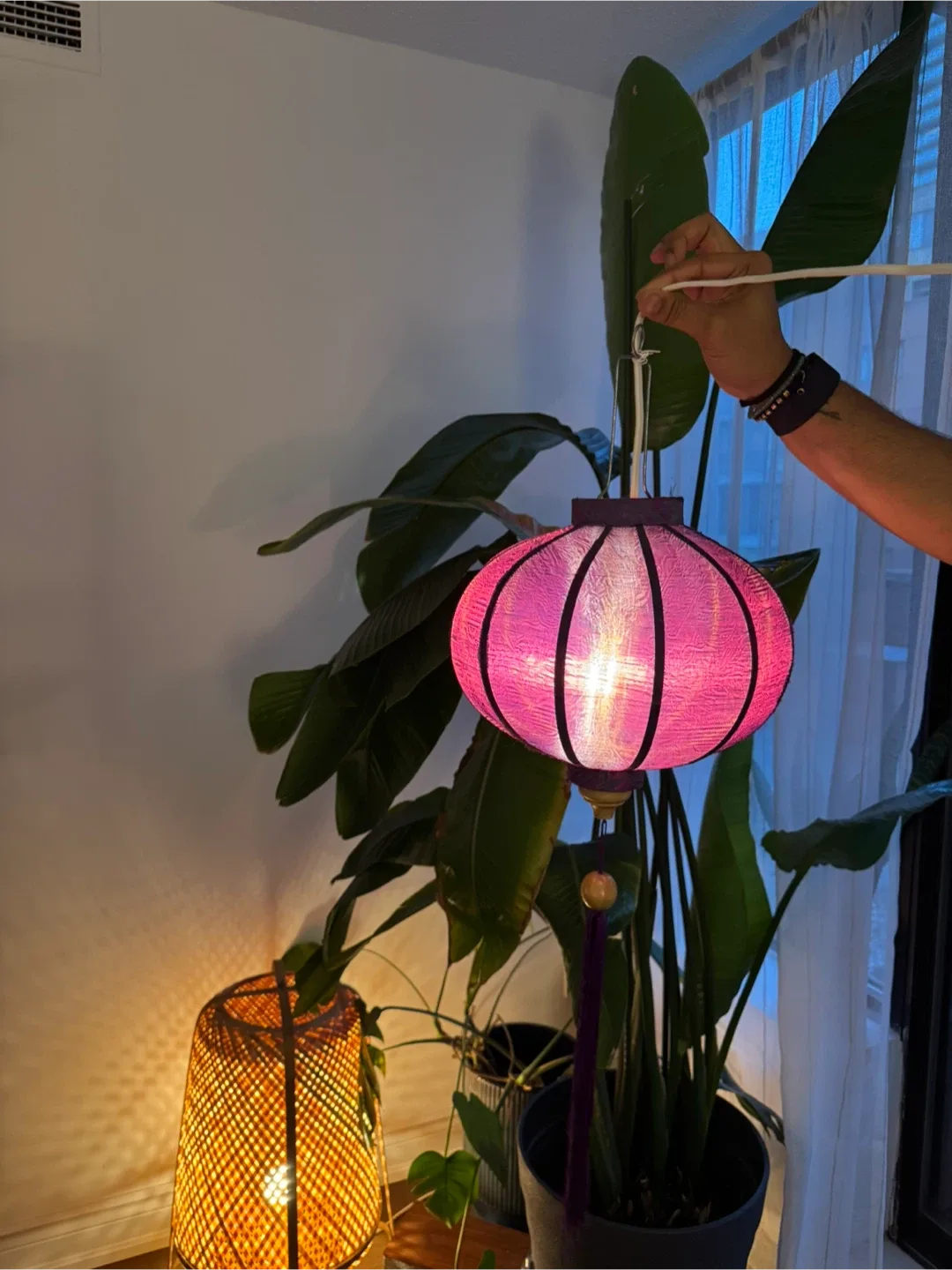 Purple Vietnamese Lantern with bulb thumbnail