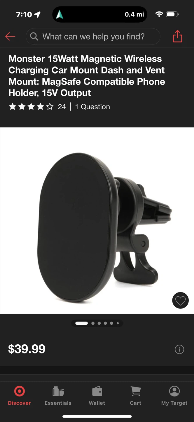 Monster 15W Magnetic Wireless Charging Car Mount