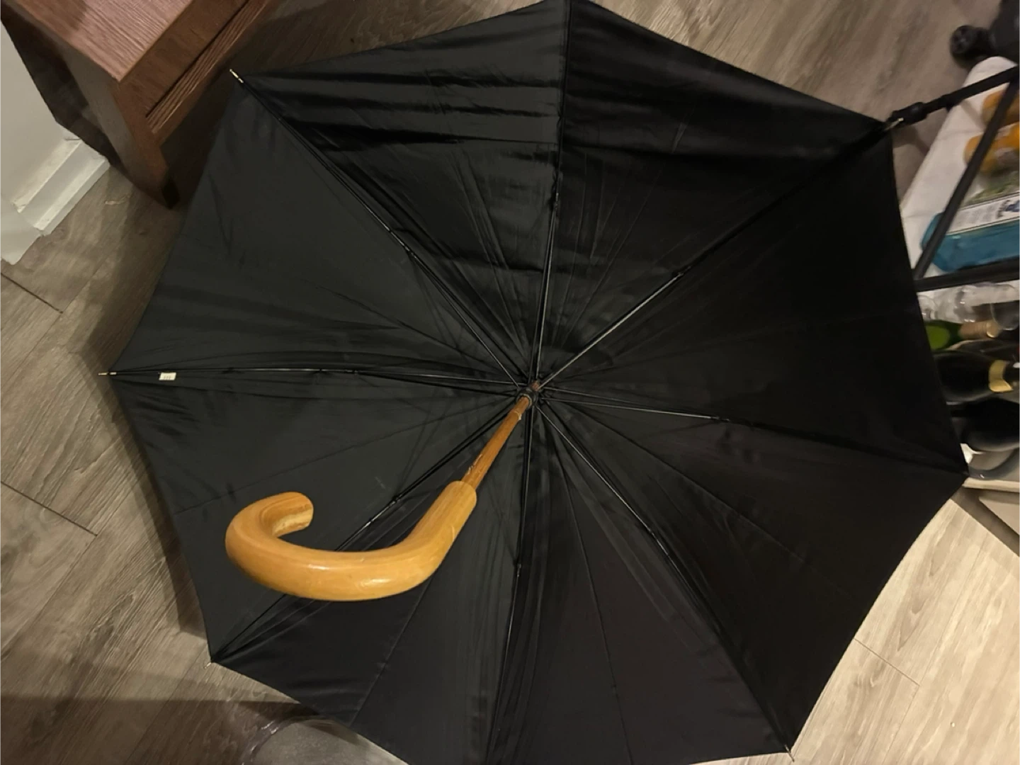 Black Umbrella with Wooden Handle - photo 3