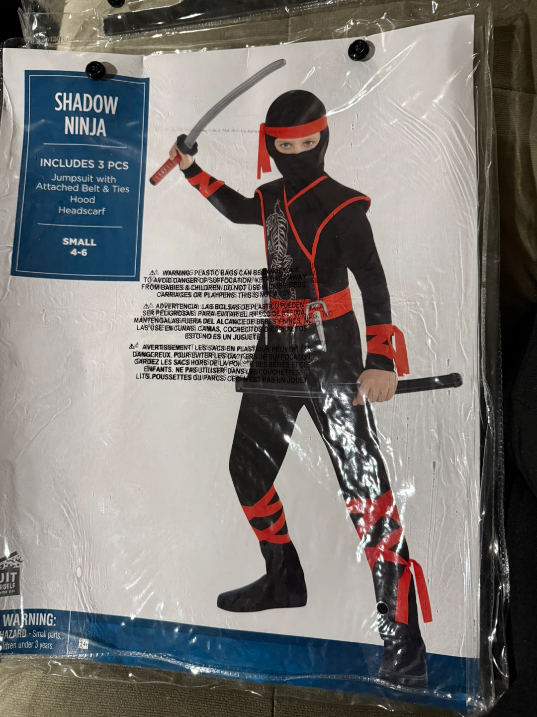 Shadow Ninja Costume - Size Small (4-6)