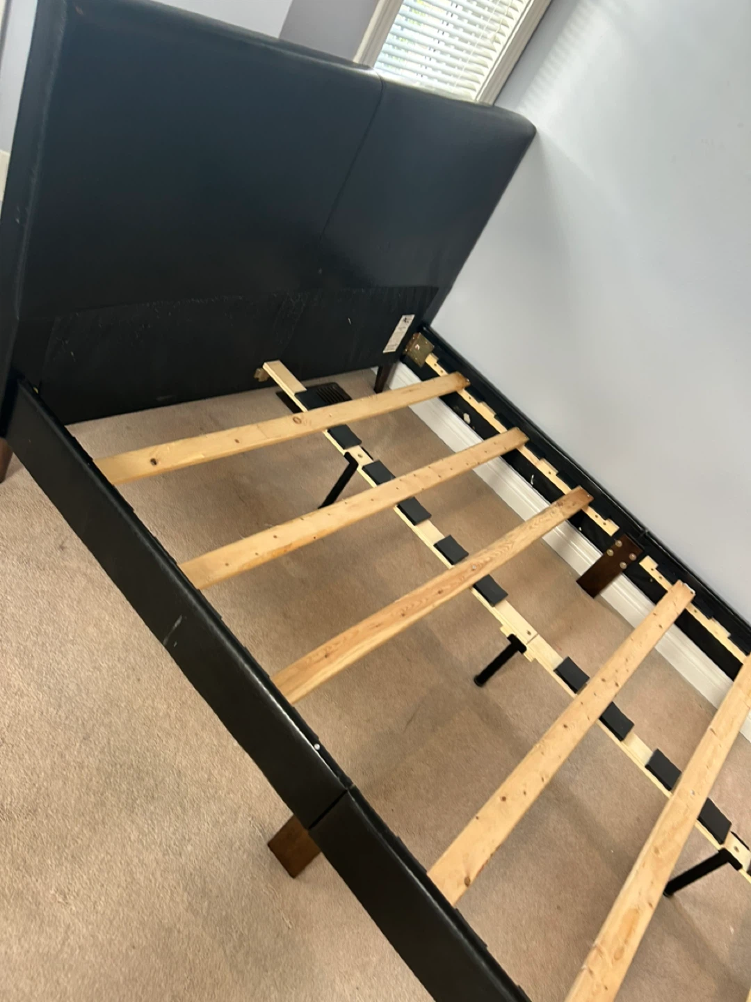 Black Faux Leather Bed Frame