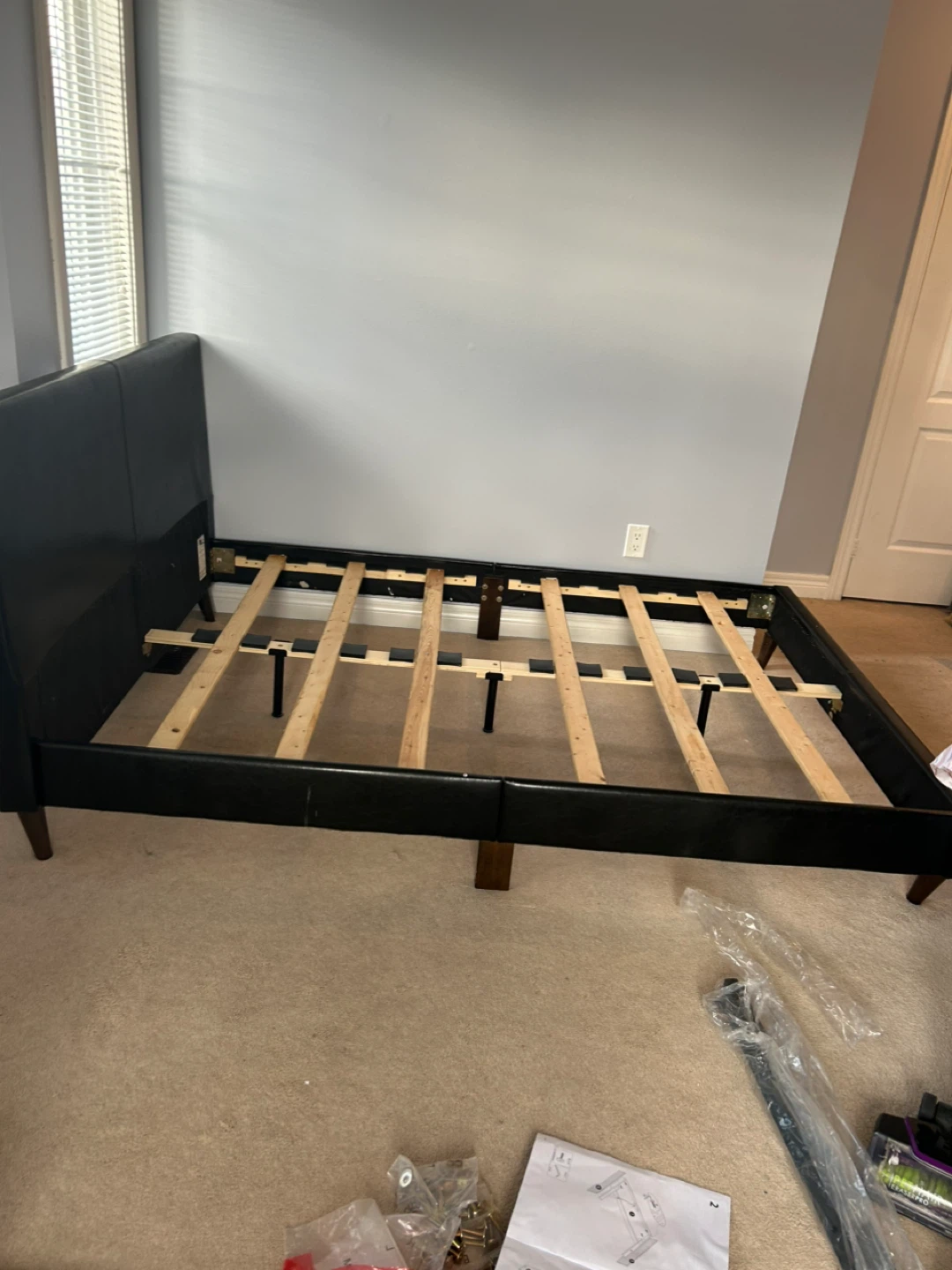 Black Faux Leather Bed Frame - photo 2