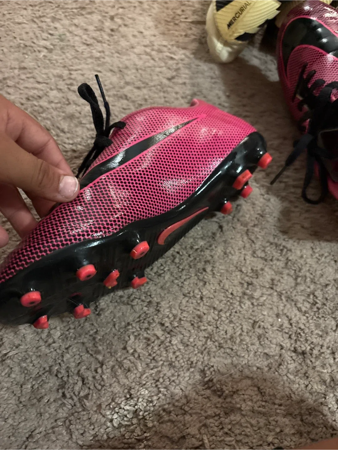 Nike Pink & Black Soccer Cleats size 6 image indicator(3)