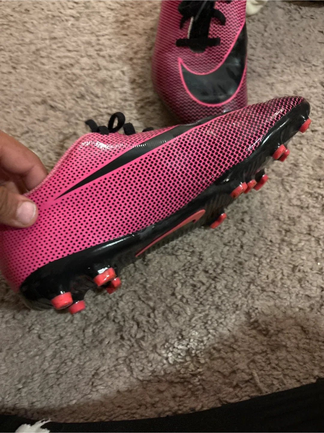 Nike Pink & Black Soccer Cleats size 6 image indicator(4)