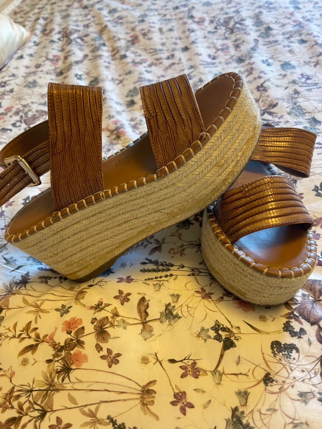 Brown Espadrille Platform Sandals, Size 8