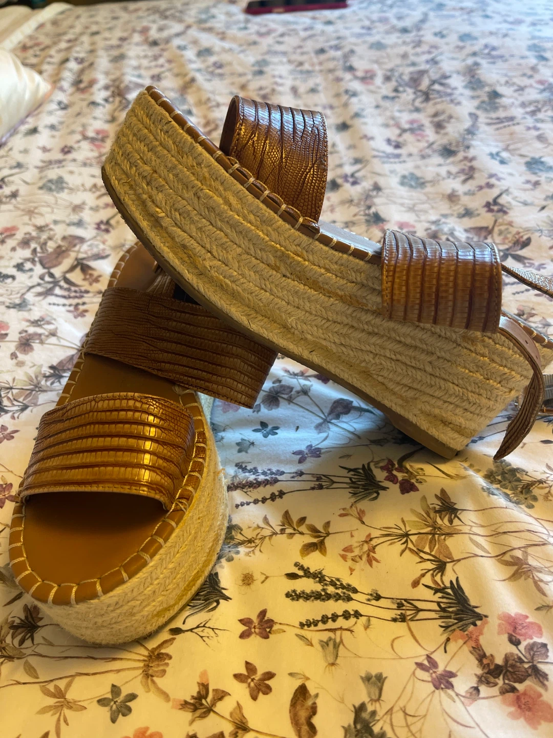 Brown Espadrille Platform Sandals, Size 8 - photo 3