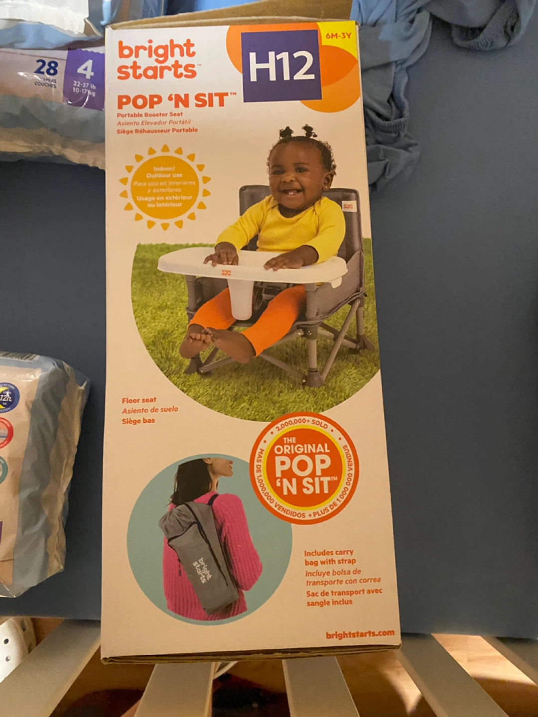 Bright Starts Pop 'N Sit Portable Booster Seat - Grey