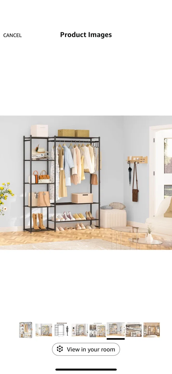 Metal Garment Rack with Shelves image indicator(6)