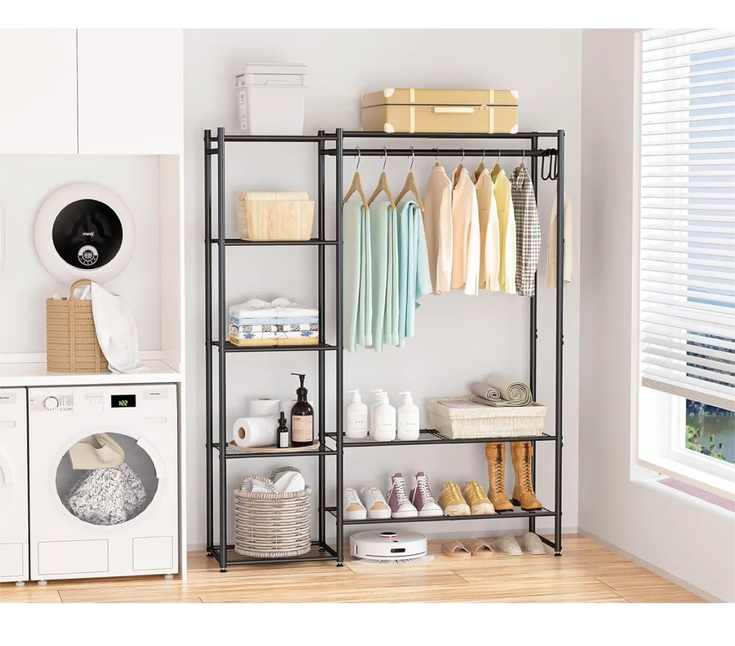 Metal Garment Rack with Shelves image indicator(4)