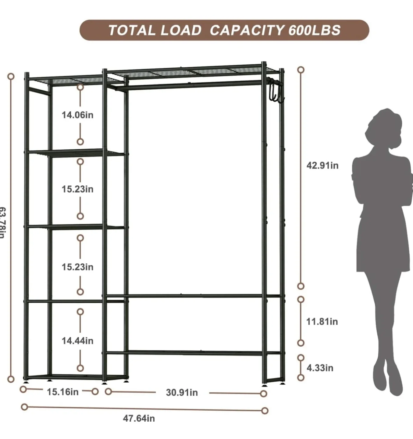 Metal Garment Rack with Shelves image indicator(3)