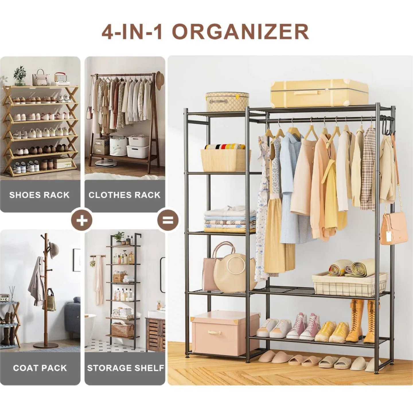 Metal Garment Rack with Shelves image indicator(5)