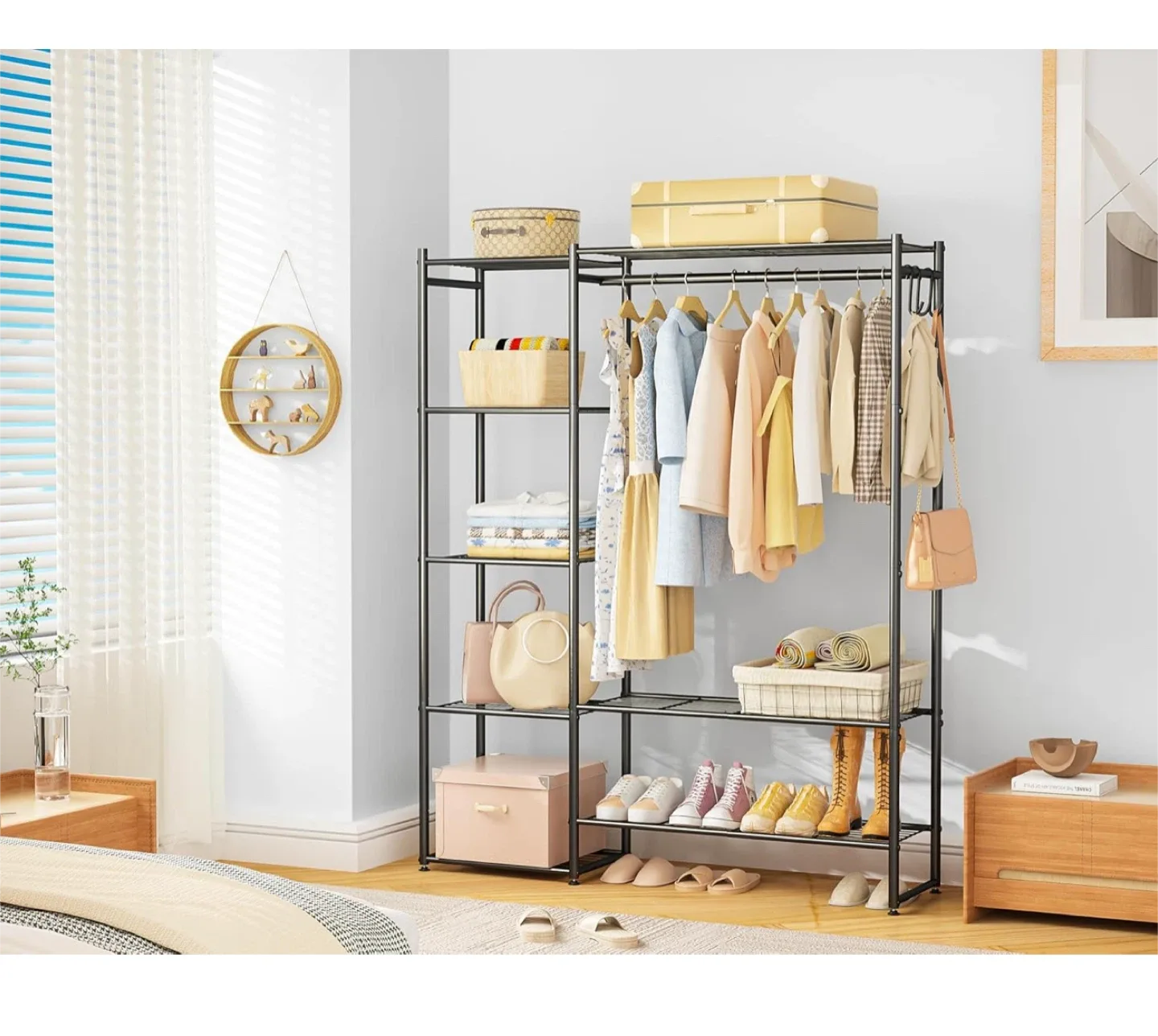 Metal Garment Rack with Shelves image indicator(2)
