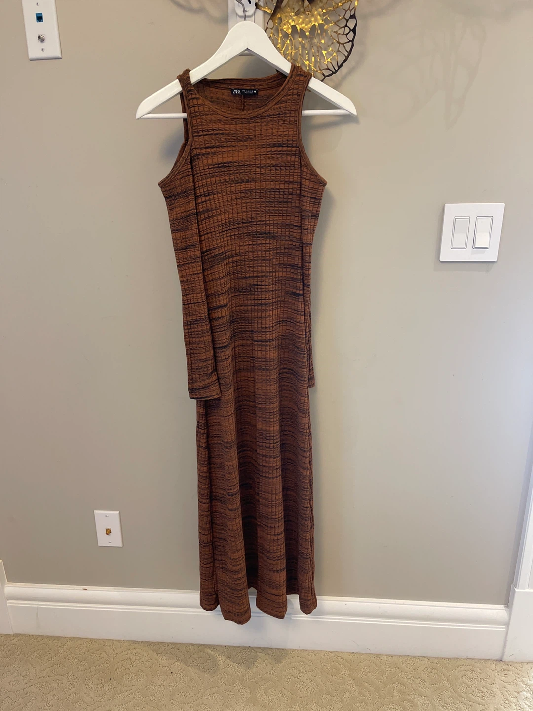 Zara Brown Knit Midi Dress - Size S - photo 2