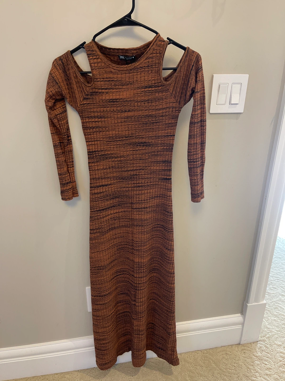 Zara Brown Knit Midi Dress - Size S - photo 3