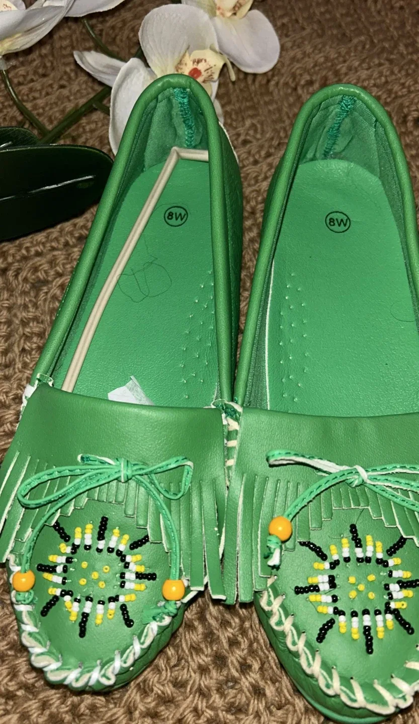 Green Moccasin Slippers - Size 8W thumbnail
