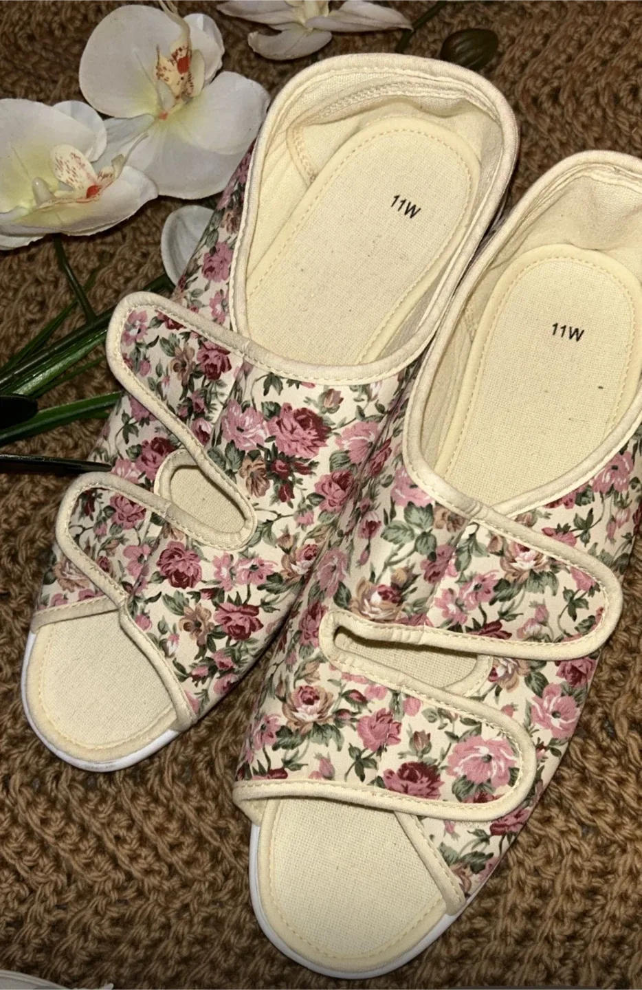Floral Slippers - Size 11W thumbnail