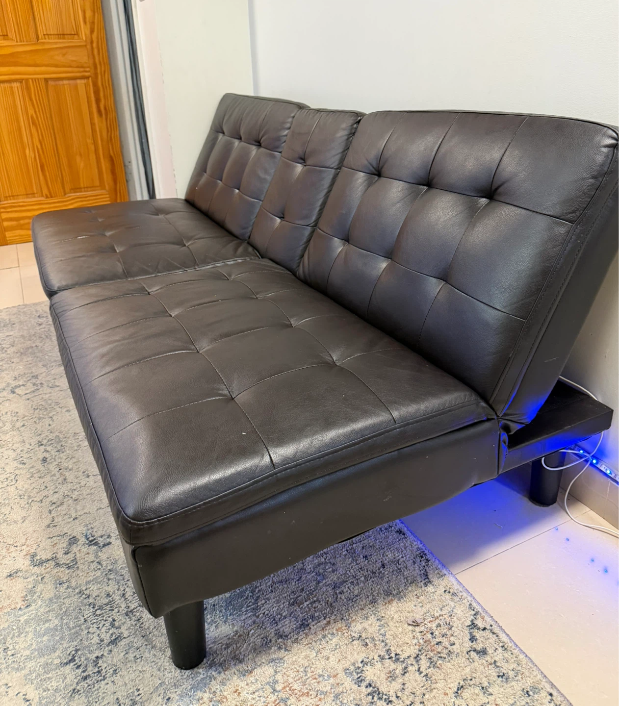 Black Leather Futon - photo 3