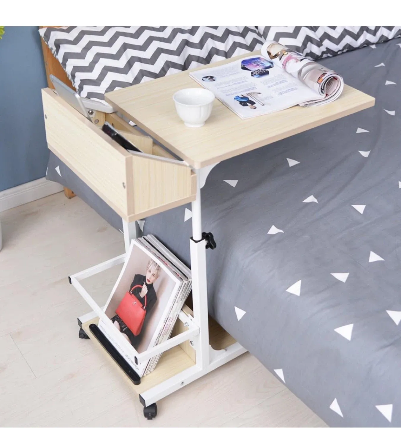 Adjustable Side table/ Laptop Desk with Wheels thumbnail