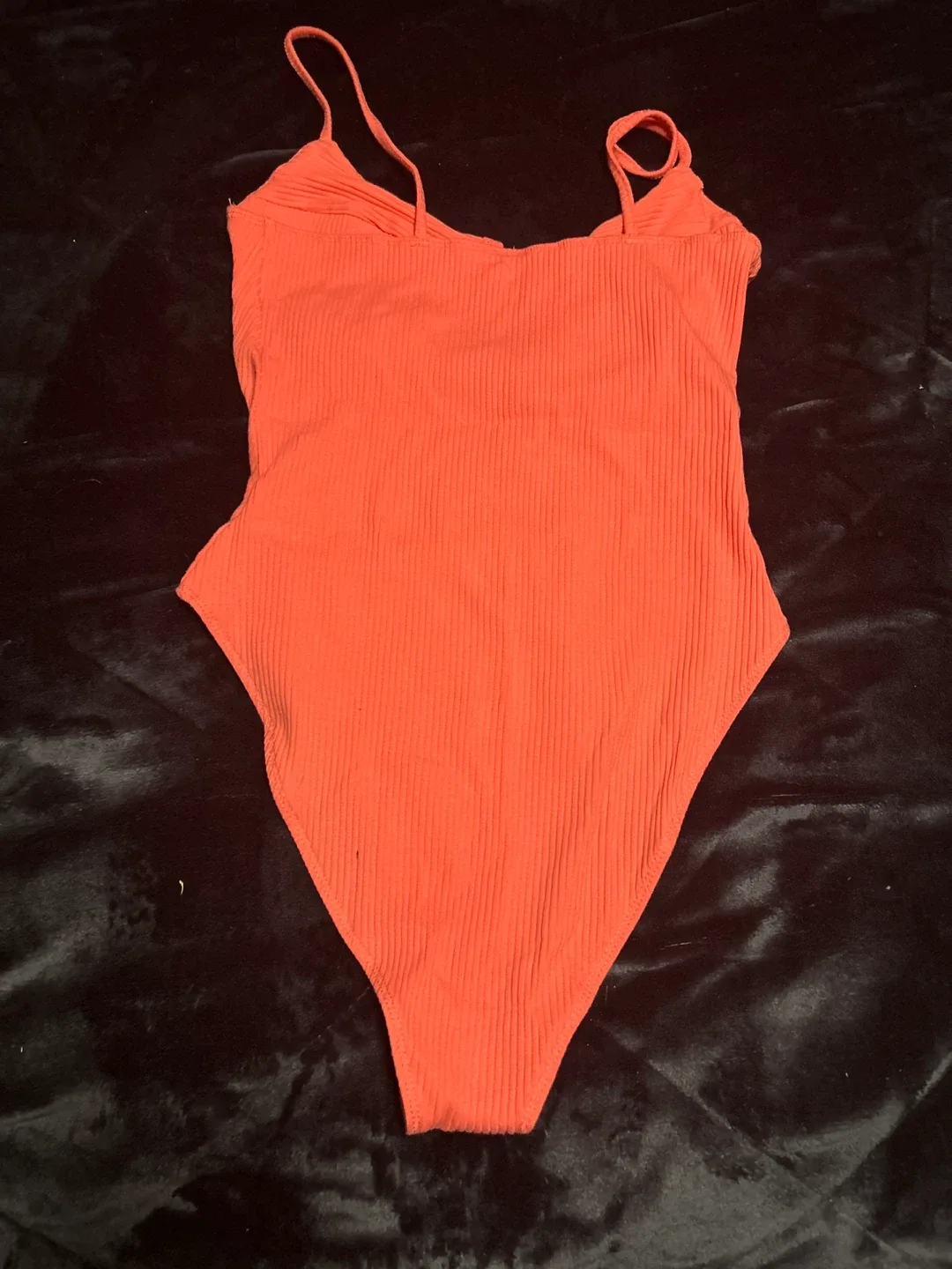 Shein Orange Ribbed Bodysuit - Size L image indicator(3)