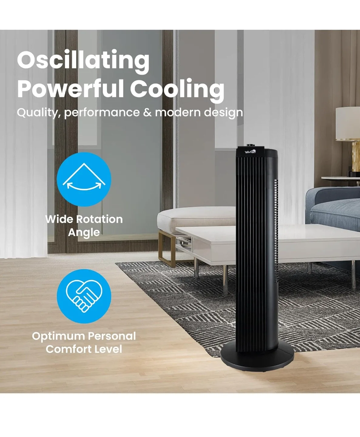 Senville Black Oscillating Tower Fan image indicator(2)