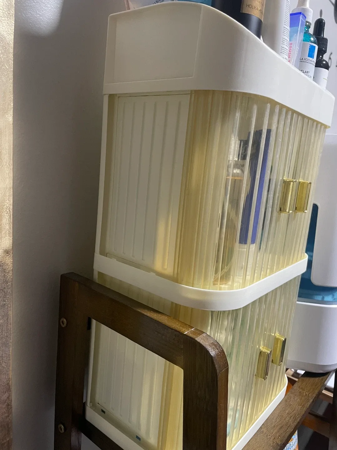 Elegant Multi-Layer Cosmetic Storage Organizer - Ivory White image indicator(2)