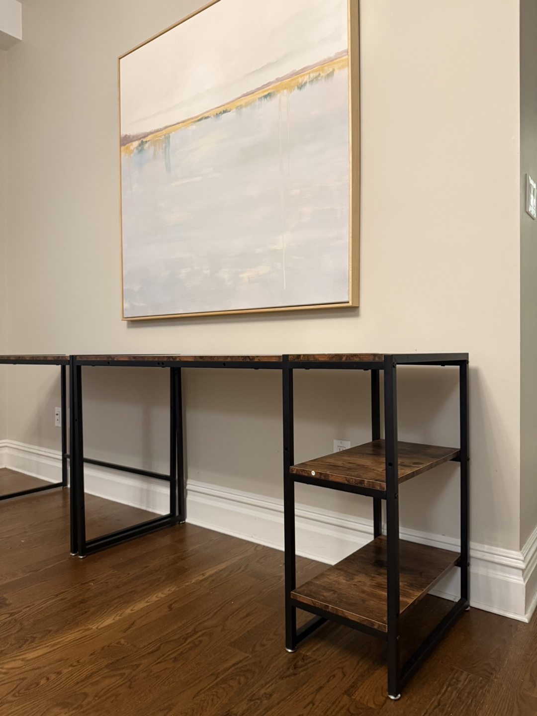 Wood and Metal Desk with Shelves (Plus Chairs) - photo 2