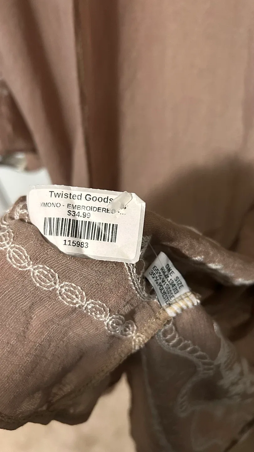 Brown Embroidered Kimono - One Size image indicator(6)