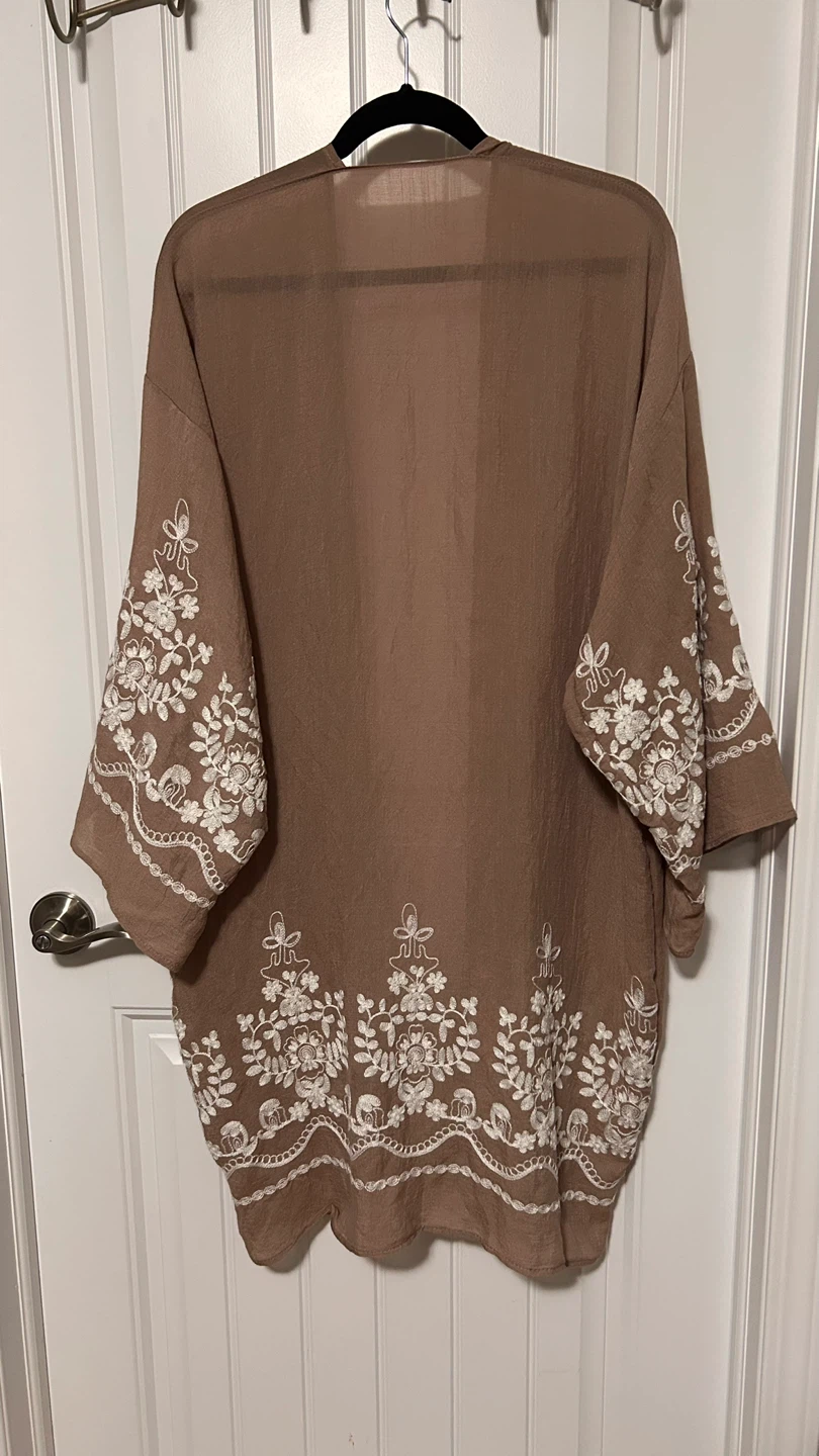 Brown Embroidered Kimono - One Size - photo 2
