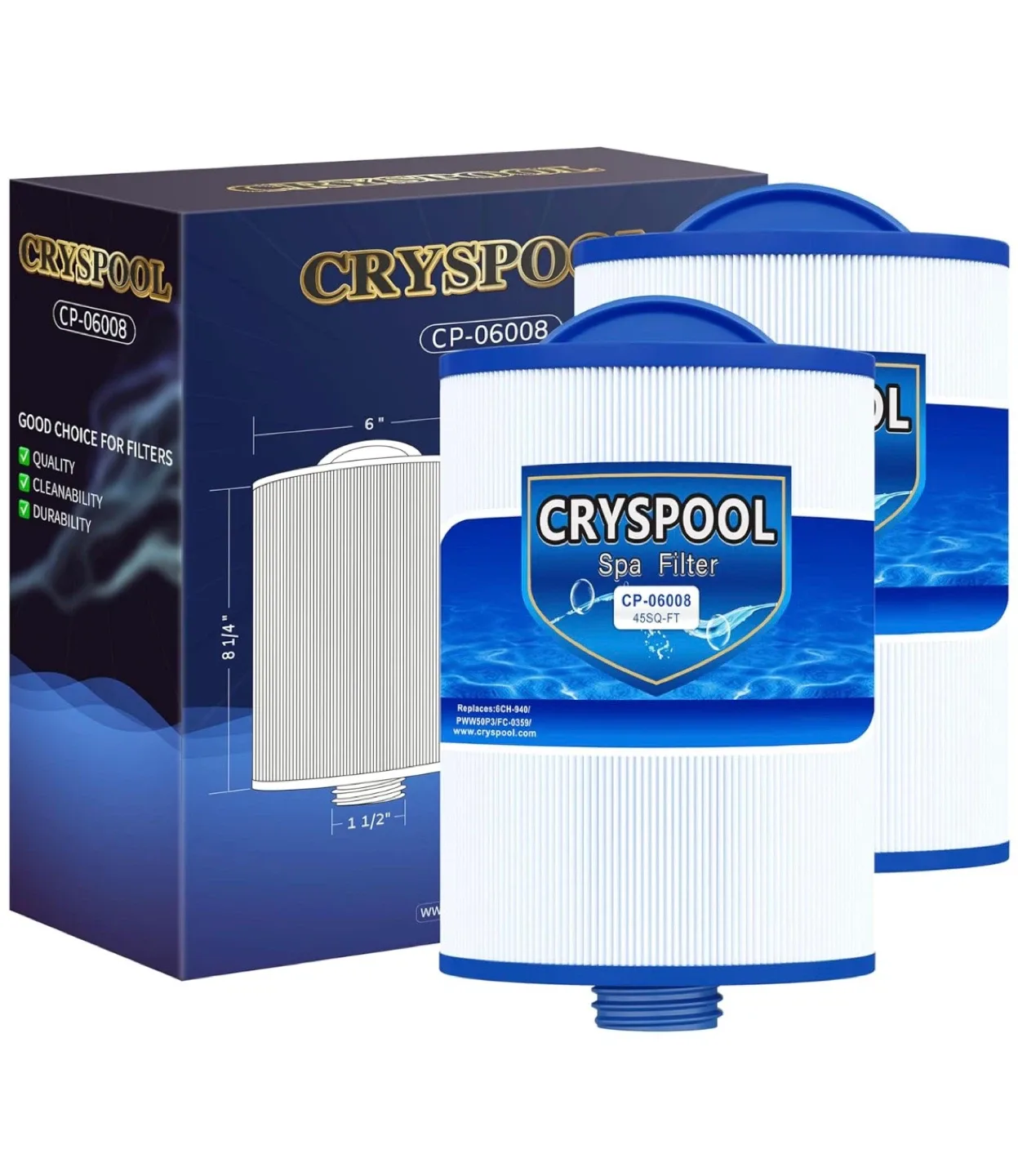 CP-06008 Pool & Spa Filter 2-Pack Replacement for 6CH-940 PWW50P thumbnail