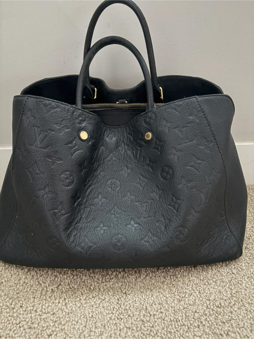 Louis Vuitton Black Monogram Empreinte leather Montaigne GM