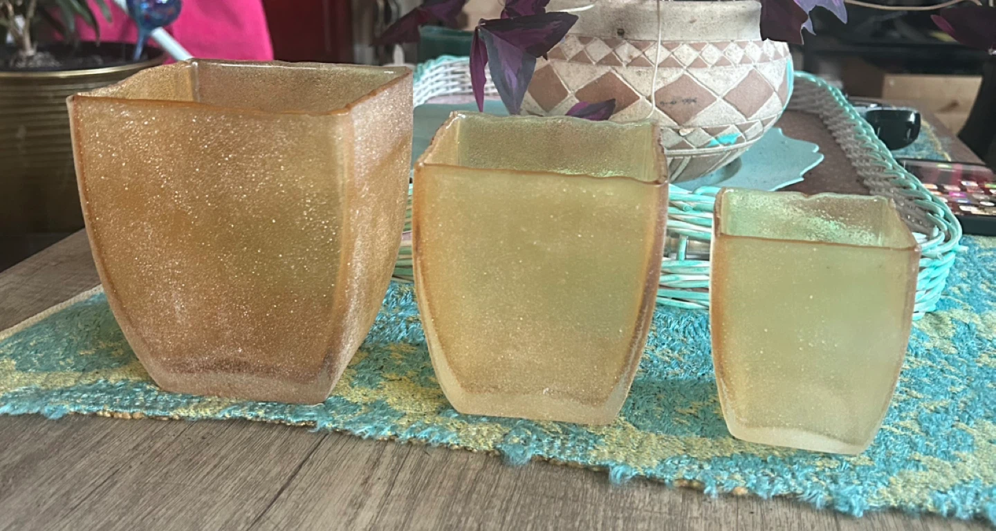 Set of 3 Decorative Glass Vases/ Candle holder