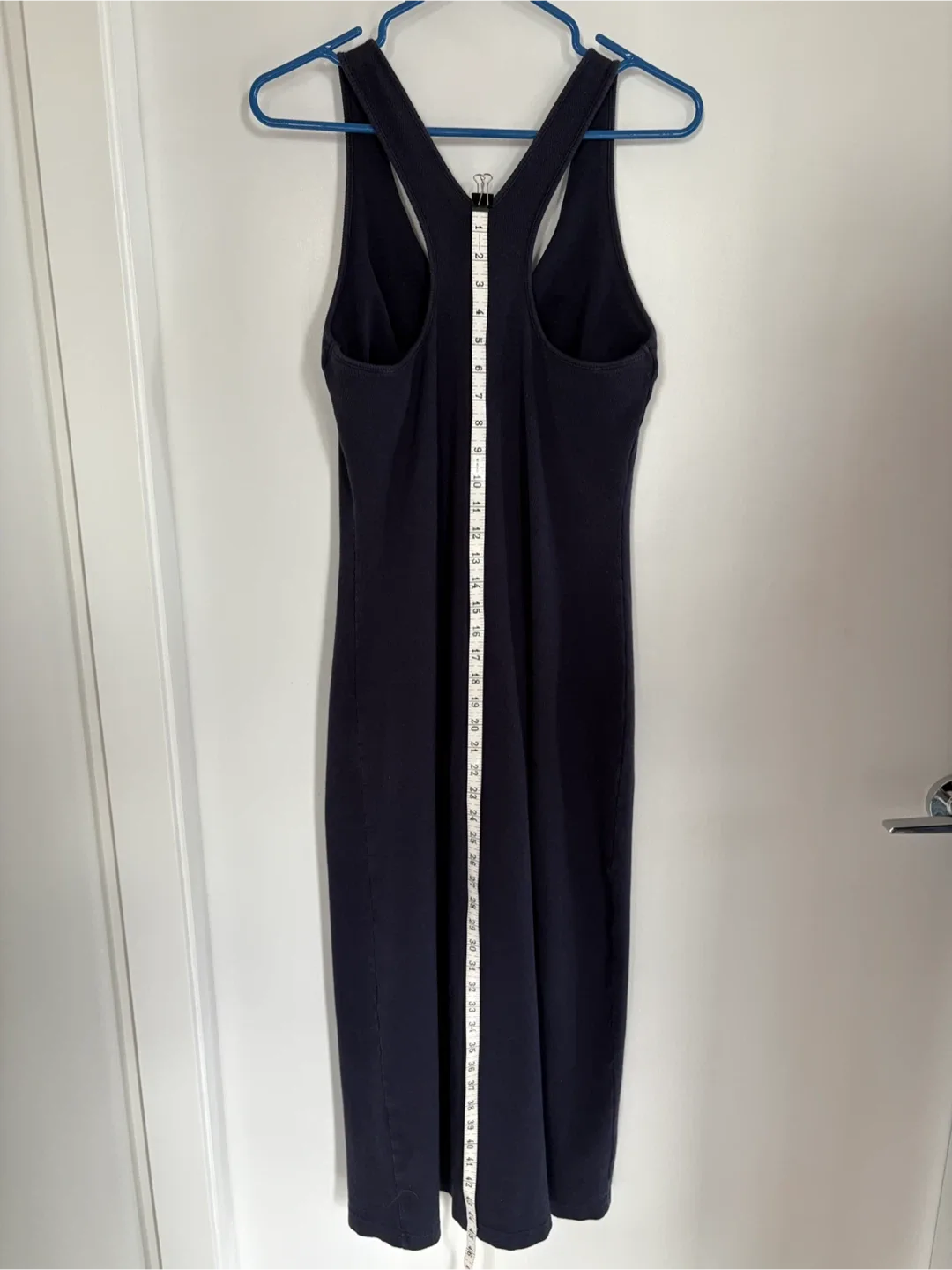 Navy Ribbed Stretch Dress with shelf bra - Size M thumbnail