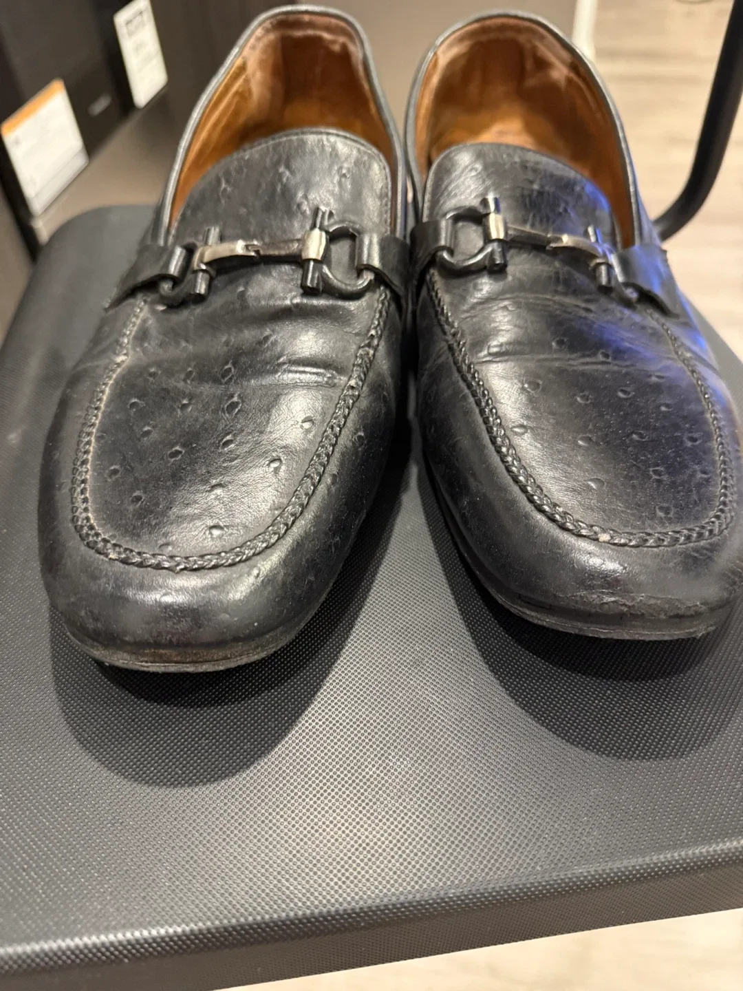 Salvatore Ferragamo Black Leather Loafers thumbnail