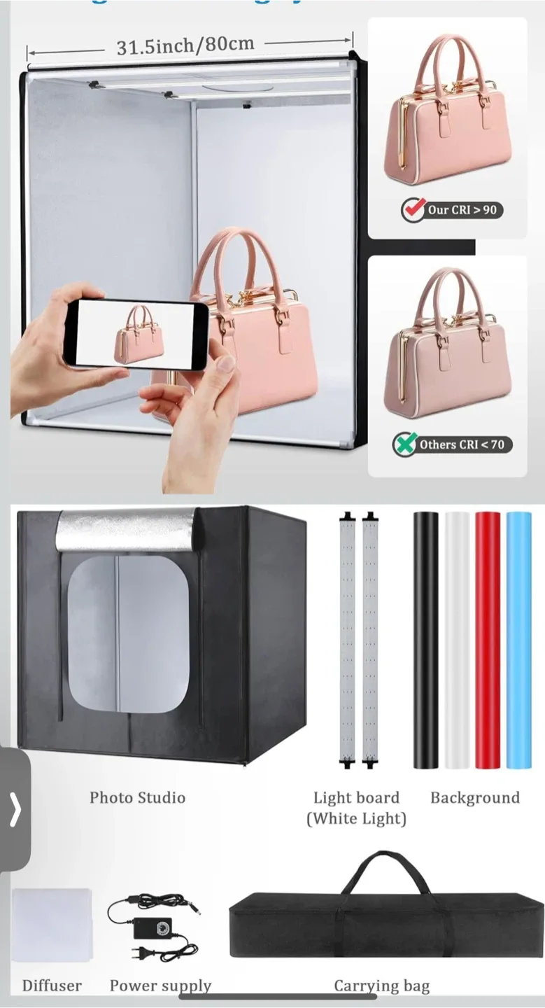 Portable Photo Studio Shooting Tent Light Box 31.5" image indicator(2)