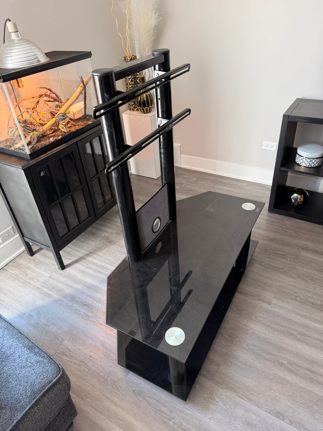 Black Glass TV Stand with Mount - photo 2