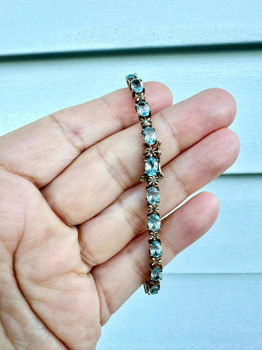 Diamond and Blue Topaz Gold Bracelet