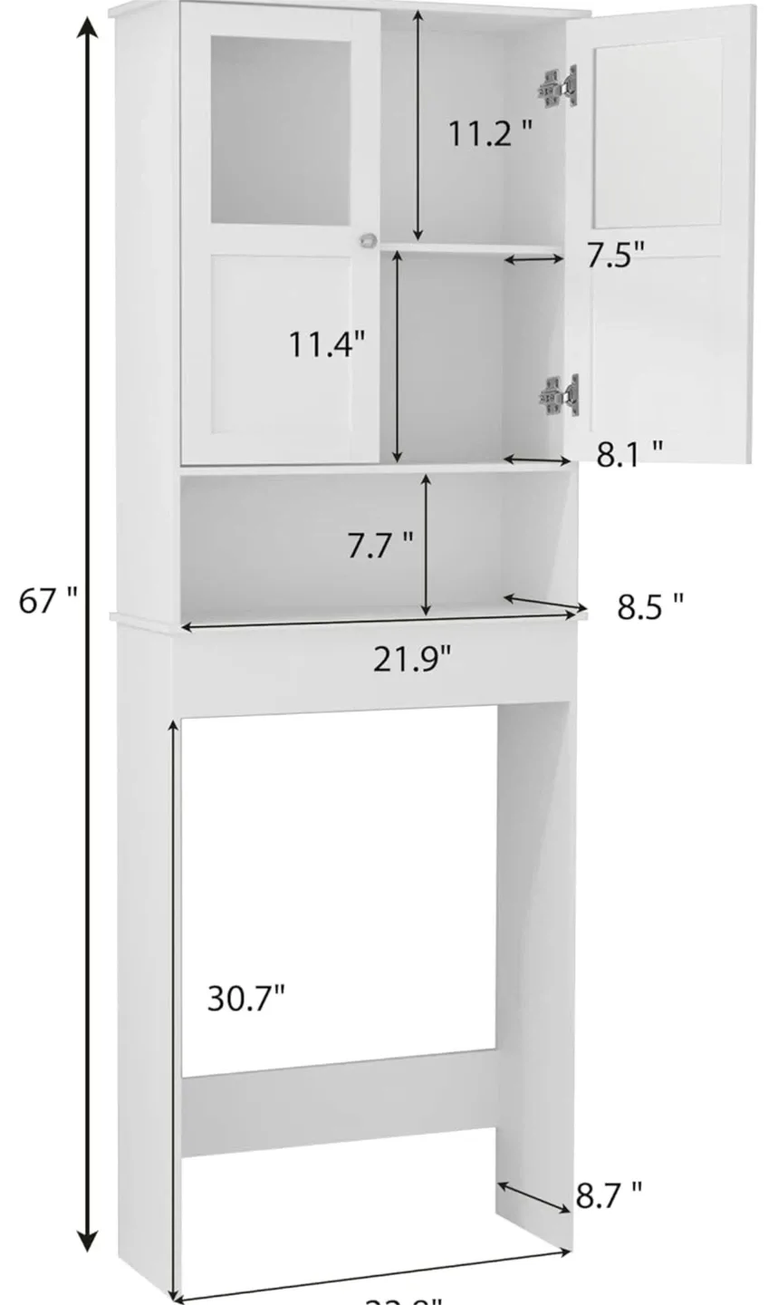 White Over-the-Toilet Storage Cabinet image indicator(2)
