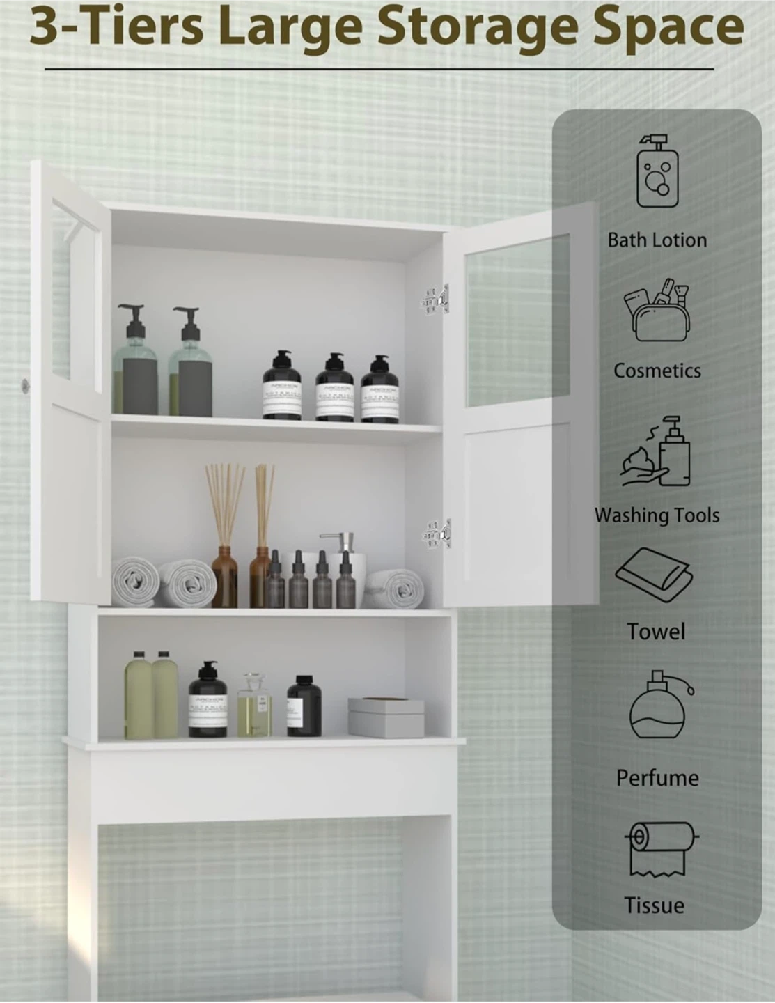 White Over-the-Toilet Storage Cabinet - photo 3